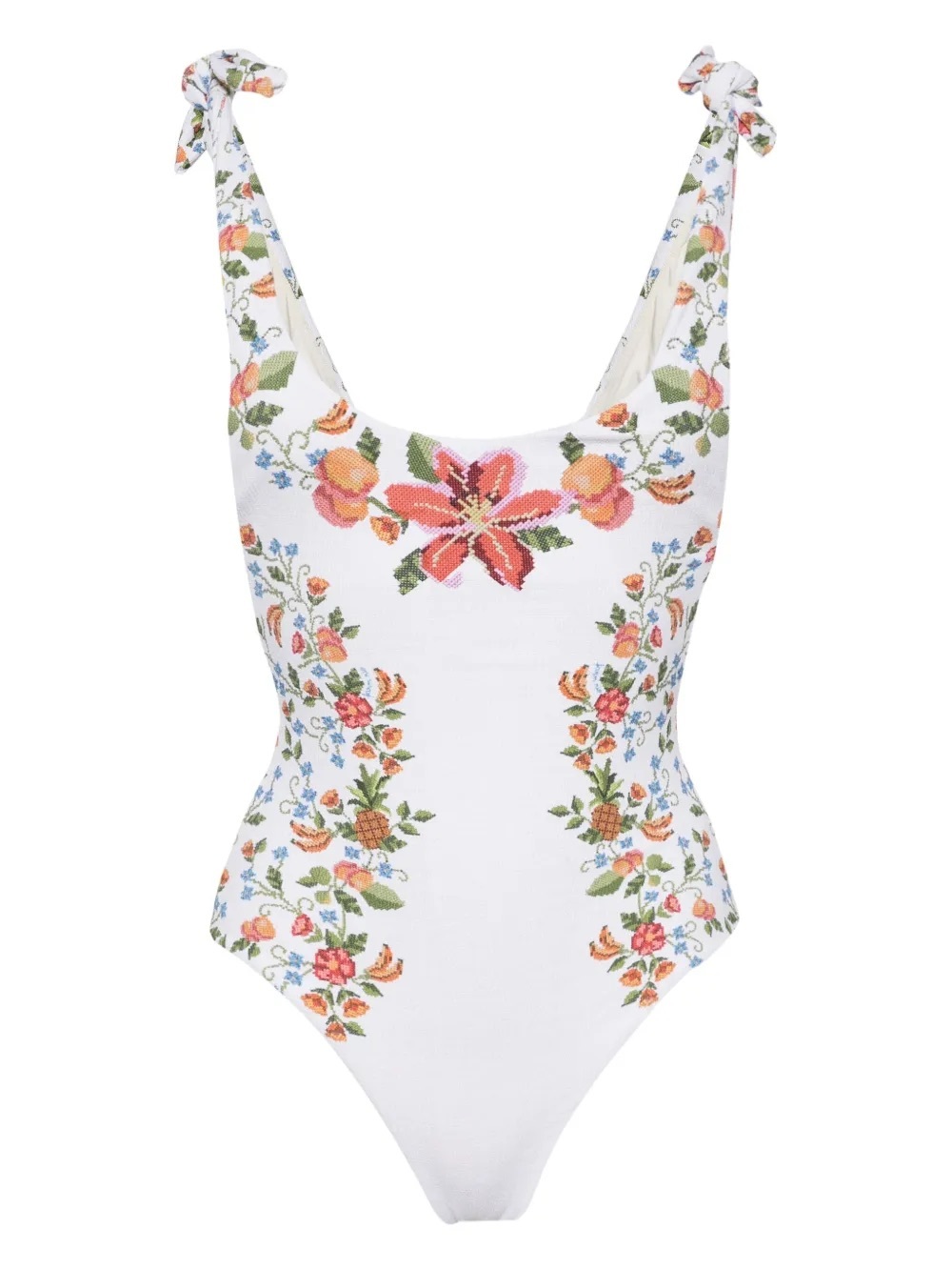 Farm rio white banana vitamin onepiece boho floral swimsuit coastal luxury small